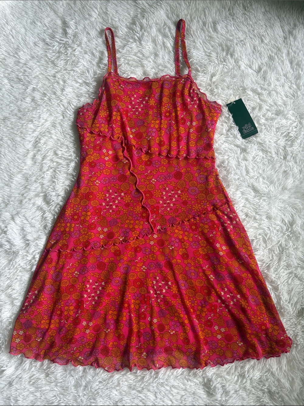 NWT Wild Fable Pink Floral Mesh Dress Size XS
